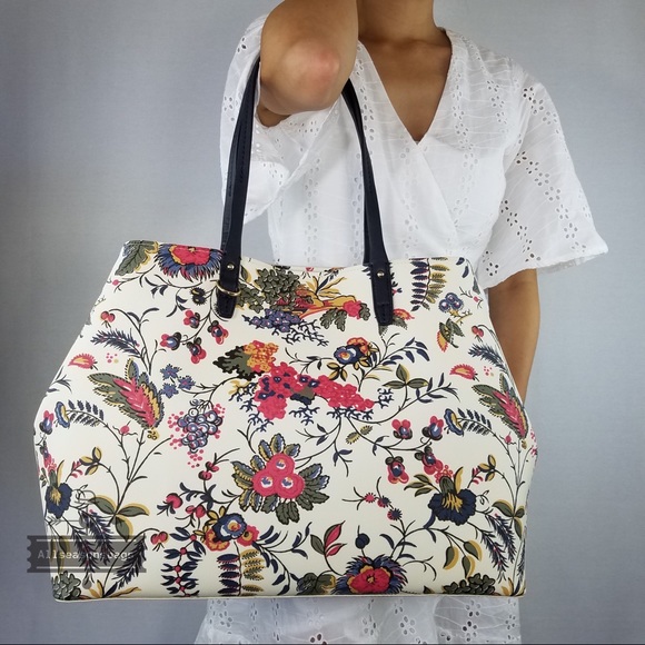 Tory Burch Kerrington floral ivory Gabriella Tote - Picture 5 of 8